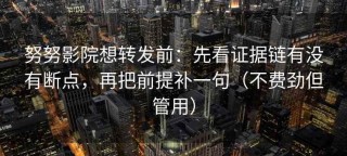 努努影院想转发前：先看证据链有没有断点，再把前提补一句（不费劲但管用）