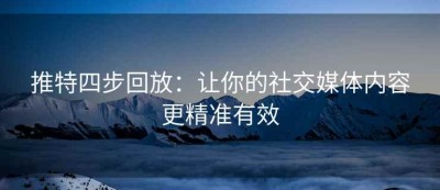 推特四步回放：让你的社交媒体内容更精准有效